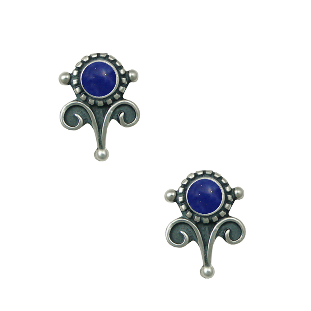 Sterling Silver Petite Lapis Lazuli Post Stud Earrings
